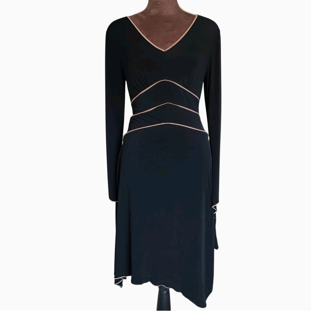 Vintage Y2K Asymmetrical Hem Dress Size‎ S Flared Sleeves Black Whimsigoth Fairy